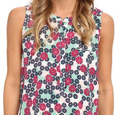 NYDJ Sleeveless Georgette Blouse w/ Pleated Back Dancing Lanterns