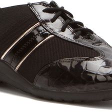 Ros Hommerson Nancy Black Croc Patent/Pewter Piping