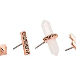 Bijuterii Femei Rebecca Minkoff Raw Crystal Set of Four Earrings Rose Gold with Rose Quartz