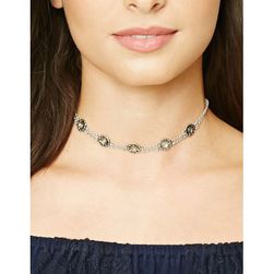 Bijuterii Femei Forever21 Iridescent Floral Choker Bsilvermulti