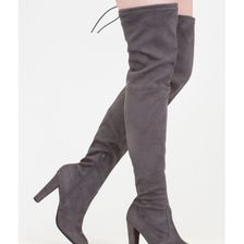 Incaltaminte Femei CheapChic Drawstring Me Along Over-the-knee Boots Charcoal