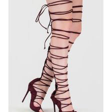 Incaltaminte Femei CheapChic Sneak A Look Lace-up Heels Wine