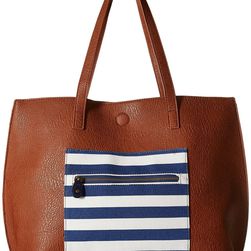 Gabriella Rocha Easten Stripe Tote with Attached Coin Purse Cognac/Navy