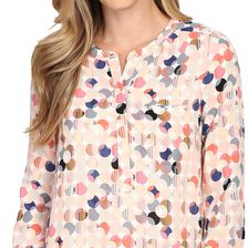 NYDJ Solid 3/4 Sleeve Pleat Back Moondance Zigzag