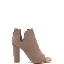 Incaltaminte Femei CheapChic Notch So Fast Chunky Peep-toe Booties Taupe