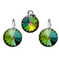 Set Argint 925 cu Swarovski Elements, Rivoli, Vitrail Medium, 10 mm