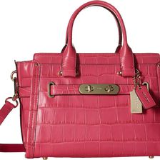 COACH Embossed Croc Coach Swagger 27 LI/Dahlia