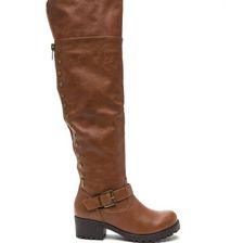 Incaltaminte Femei CheapChic Serious Studs Over-the-knee Lug Boots Chestnut