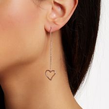 Savvy Cie 14K Rose Gold Vermeil Italian Hearts Threader Earrings pink
