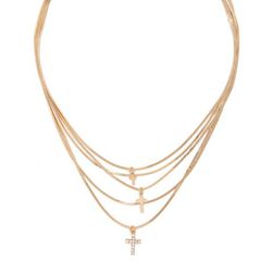 Bijuterii Femei Forever21 Cross Chain Layered Necklace Goldclear
