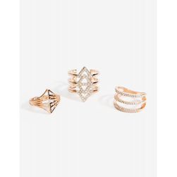 Bijuterii Femei CheapChic Rhinestone Geo Caged 3pc Ring Set Rose Gold