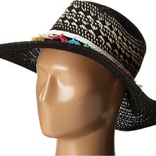San Diego Hat Company PBL3070 Open Weave Brim Sun Hat with Contrast Weave Details Black