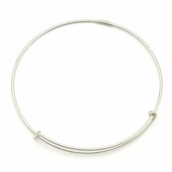Alex and Ani Sterling Silver Plain Thin Expandable Wire Bangle RUSSIAN SILVER