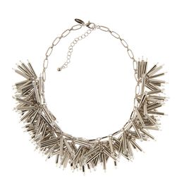 Natasha Accessories Fringe Collar Necklace SILVER-CLEAR