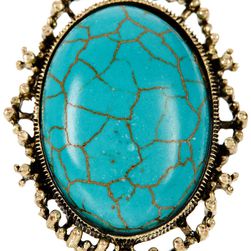 Natasha Accessories Wire Wrapped Semi Precious Stone Ring ANT GLD-TURQ
