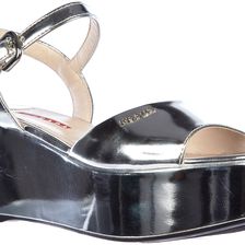 Prada Sandals Patent Leather Soft Silver