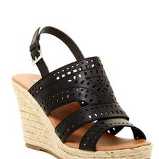 Incaltaminte Femei Rampage Ram Harper Laser Cut Wedge Sandal BLACK PU