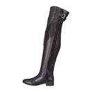 Incaltaminte Femei See by Chloe Pebbled Leather Over The Knee Boot with A Fringe Black