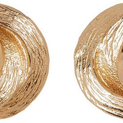Cole Haan 12K Gold Plated Brushed Ring Stone Stud Earrings GOLDT