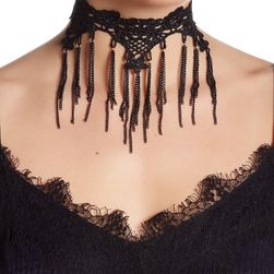Natasha Accessories Crochet Chain Choker BLACK