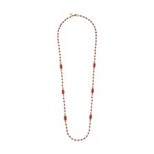 Ralph Lauren Modern Landscape 34" Rosary Link Oval Stone Necklace Coral/Gold