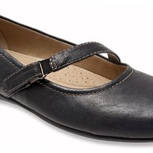Trotters Simmy Black Veg Tumbled Leather
