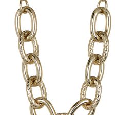 Natasha Accessories Small Chain Link Metal Necklace GOLD