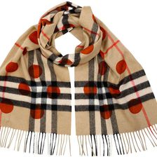 Burberry Classic Cashmere Scarf in Check and Dots - Burnt Orange N/A
