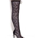 Incaltaminte Femei CheapChic Lace 2 The Top Thigh-high Boots Black