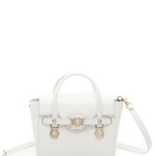 Versace Small Top Handle Calfskin Signature Bag BIANCO ORO CHIARO