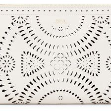 Ralph Lauren Laser-Cut Leather Clutch Bone