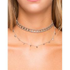 Bijuterii Femei CheapChic Triangle And Chip Layer Chain Choker Met Slvr