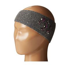 Accesorii Femei LAUREN Ralph Lauren Jewel Encrested Waffle Stitch Headband Dark Grey HeatherSmoke Amethyst