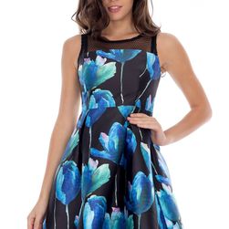 Rochie neagra cu imprimeu floral, Roh