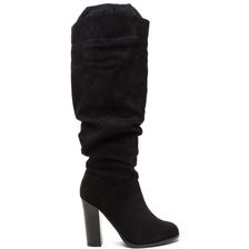 Incaltaminte Femei CheapChic Cuff It Out Slouchy Faux Suede Boots Black
