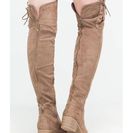 Incaltaminte Femei CheapChic Top Style Laced-up Over-the-knee Boots Taupe