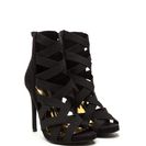 Incaltaminte Femei CheapChic Night Life Caged Faux Suede Heels Black