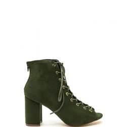 Incaltaminte Femei CheapChic Set To Launch Faux Suede Lace-up Booties Huntergreen