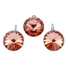 Set Argint 925 cu Swarovski Elements, Padparadscha, 14 mm