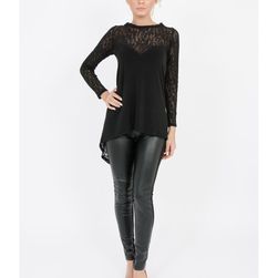 Bluza neagra asimetrica cu detalii din dantela, Amelie Suri