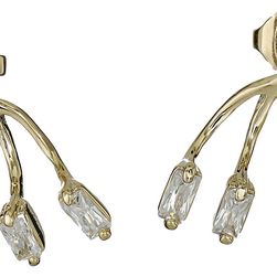 Vince Camuto Crystal Baguettes Front Back Earrings Gold/Crystal CZ