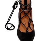 Incaltaminte Femei BC Footwear Animated Lace-Up Flat BLACK V-SUEDE
