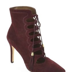 Incaltaminte Femei Cynthia Vincent Burgundy Harp Lace-Up Booties Burgundy