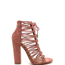 Incaltaminte Femei CheapChic Knotty Girl Chunky Caged Lace-up Heels Blush