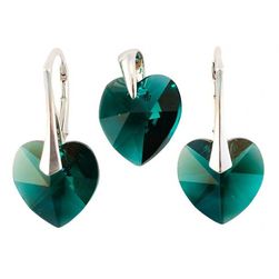 Set Argint 925 cu Swarovski Elements, Emerald, 14 mm