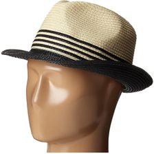 Ivanka Trump Color Block Stripe Fedora Natural/Black