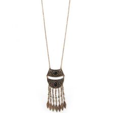 Bijuterii Femei Forever21 Faux Stone Longline Necklace Blackantique gold