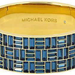 Michael Kors Gold-tone Bangle Bracelet with Crystal Baguettes MKJ3920710 N/A