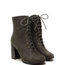 Incaltaminte Femei CheapChic Bring It On Chunky Lace-up Booties Olive