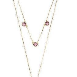 Rebecca Minkoff Gem Stone Two Row Lariat Necklace Gold/Purple
